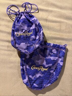 Limited Edition Crown Royal Purple Camo Drawstring Pouches - Set of 2
